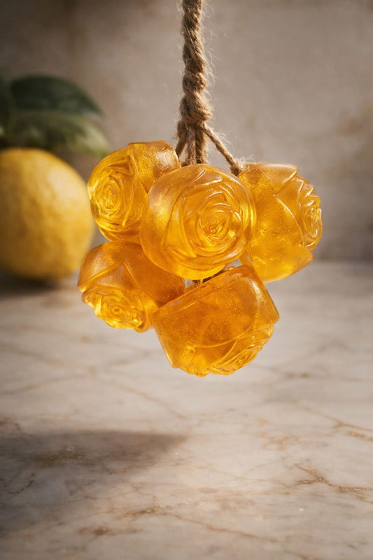 Jabón de Argán Rosas Doradas en Cordel – Esencia de Limón
