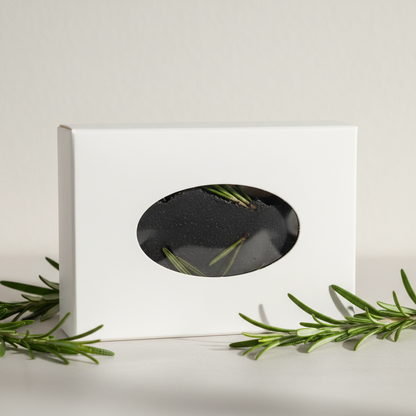 Jabón Negro Premium · Carbón & Romero