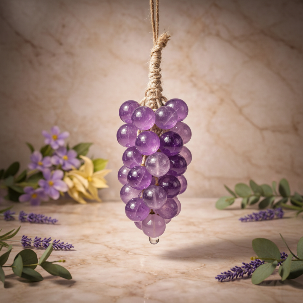 Jabón Decorativo Uva Morada en Cordel – Esencia Ylang-Ylang (20 Uvas)